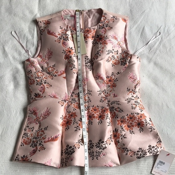 𝅺stella McCartney Blush Floral Crepe Peplum Top - Picture 11 of 12